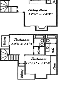 Plan D - Two Bedrooms / Two & 1/2 Bath - 1,172 Sq. Ft.*