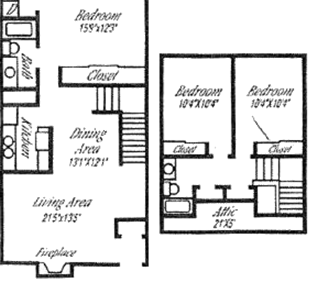 Plan E - Two Bedrooms / Two Bath - 1,432 Sq. Ft.*